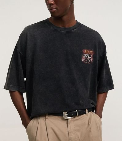 Remera Oversized en Algodón con Estampa de Placas Marmolada 5