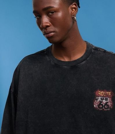 Remera Oversized en Algodón con Estampa de Placas Marmolada 7