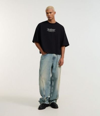 Remera Oversized en Algodón con Estampa Tribal 2