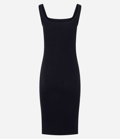 Vestido Midi en Rib con Escote Cuadrado 7