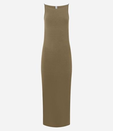 Vestido Midi con Breteles Finos y Fenda 6