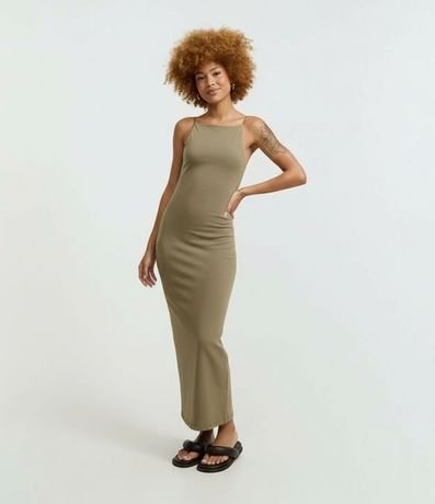 Vestido Midi con Breteles Finos y Fenda