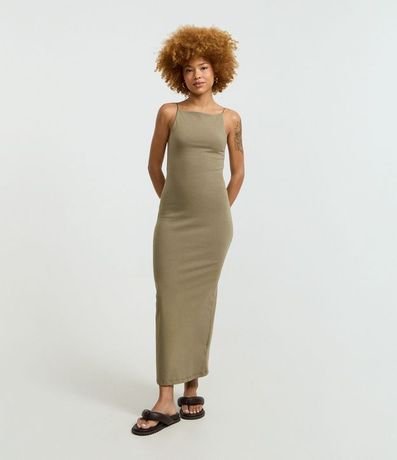 Vestido Midi con Breteles Finos y Fenda