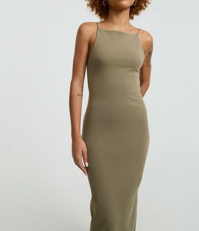 Vestido Midi con Breteles Finos y Fenda 3