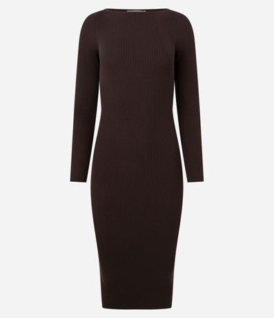 Vestido Midi de Punto Ajustado y con Cuello Barco 5