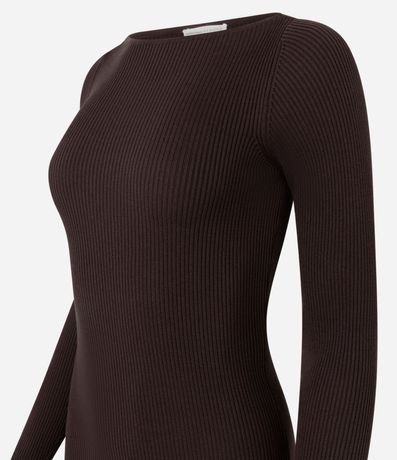 Vestido Midi de Punto Ajustado y con Cuello Barco 6