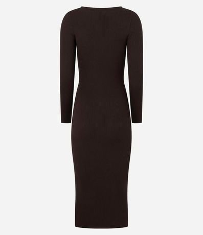 Vestido Midi de Punto Ajustado y con Cuello Barco 7