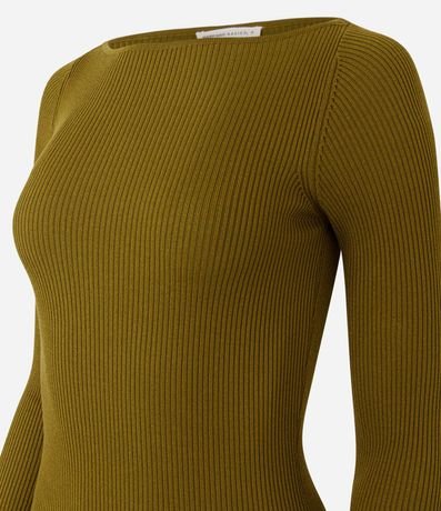 Vestido Midi de Punto Ajustado y con Cuello Barco 2