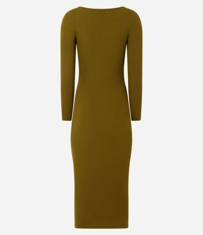 Vestido Midi de Punto Ajustado y con Cuello Barco 3