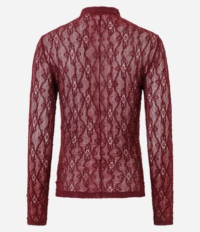 Blusa Manga Larga en Encaje con Cuello Alto 3
