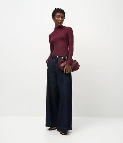 Blusa Manga Larga en Encaje con Cuello Alto 2