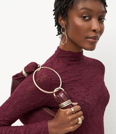 Blusa Manga Larga en Encaje con Cuello Alto 3