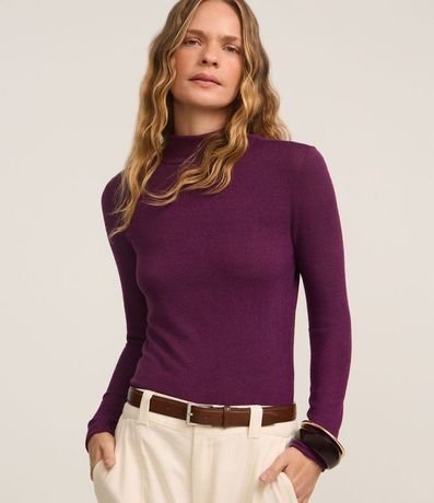 Blusa Texturizada con Cuello Alto y Manga Larga