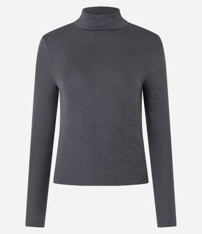 Blusa Texturizada con Cuello Alto y Manga Larga 6