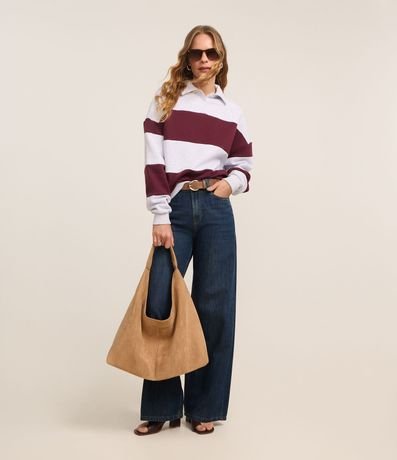 Saco en Algodón con Cuello Polo y Rayas Largas 2