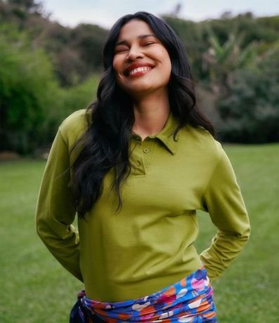 Blusa Texturizada en Algodón con Cuello Polo