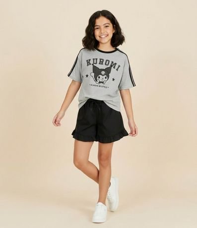 Remera Infantil con Estampa y Lettering Kuromi - Talle 7 a 14 años