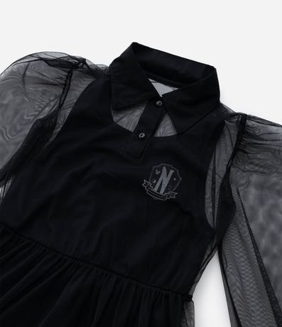 Vestido Infantil Cuello Polo con Tule Wednesday - Talle 5 a 14 años 9