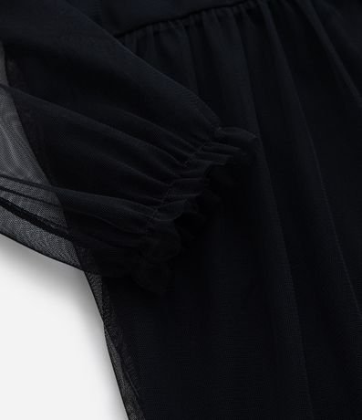 Vestido Infantil Cuello Polo con Tule Wednesday - Talle 5 a 14 años 6