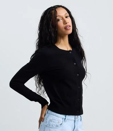 Cardigan en Viscosa en Efecto Punto con Botones 1