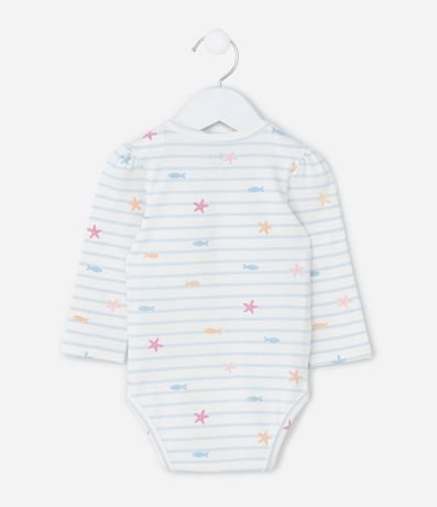 Body Infantil con Estampa fondo do Mar Listrado - Talle 0 a 18 Meses 2