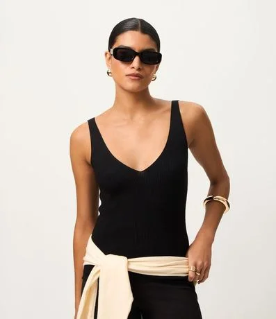 Blusa Acanalada en Punto con Escote v y Espalda Descotada 2