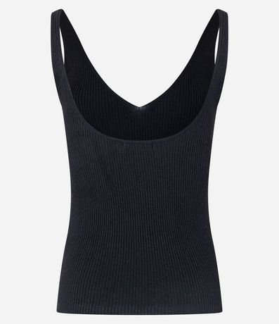 Blusa Acanalada en Punto con Escote v y Espalda Descotada 3