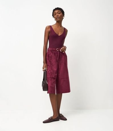 Blusa Acanalada en Punto con Escote v y Espalda Descotada 3