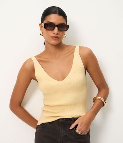 Blusa Acanalada en Punto con Escote v y Espalda Descotada 2