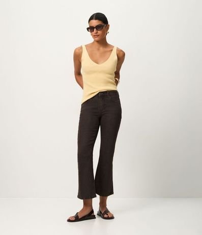 Blusa Acanalada en Punto con Escote v y Espalda Descotada 3