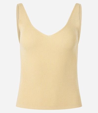 Blusa Acanalada en Punto con Escote v y Espalda Descotada