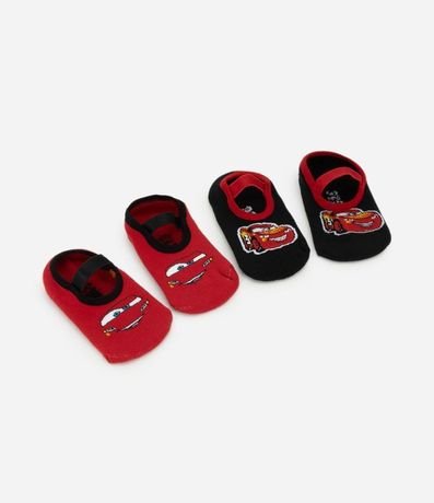 Kit 02 Medias Ballet Infantil con Antideslizante  y Estampa Coches - Talle 19 al 34