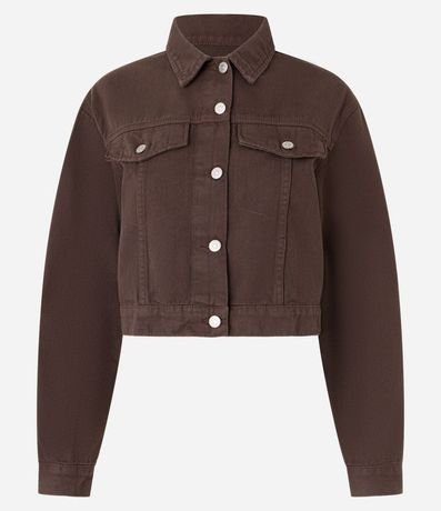 Campera en Sarga con Botones y Bolsillos en el Pecho