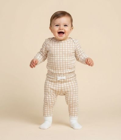 Body Infantil con Estampa Vichy y Corazones - Talle 0 a 18 Meses 1