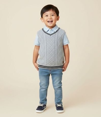 Chaleco Infantil en Efecto Punto con Trama Trenzada – Talle 1 a 5/6 años