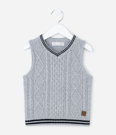 Chaleco Infantil en Efecto Punto con Trama Trenzada – Talle 1 a 5/6 años