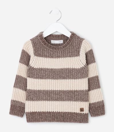 Suéter Infantil en Chenille con Rayas en Blocos – Talle 1 a 5/6 años