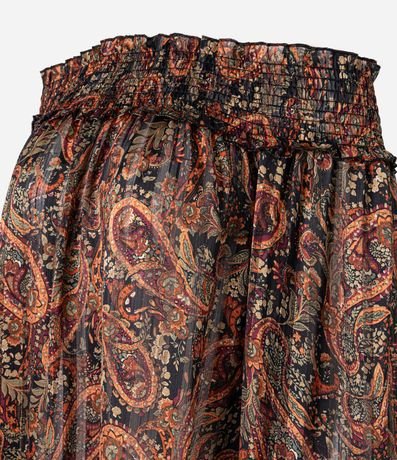 Blusa Bata en Chiffon con Escote Hombro a Hombro y Estampado Paisley 4