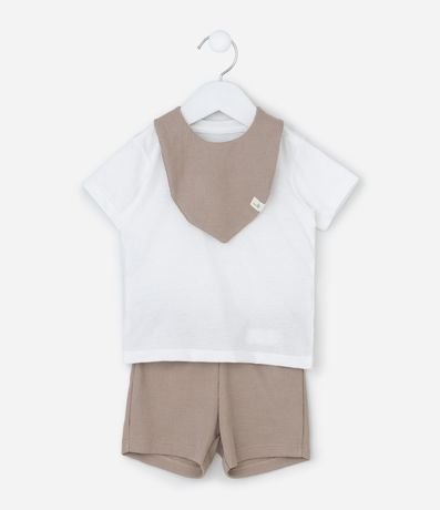 Conjunto Remera Bermuda y Babador en Algodón  - Talle 0 a 18 Meses 9