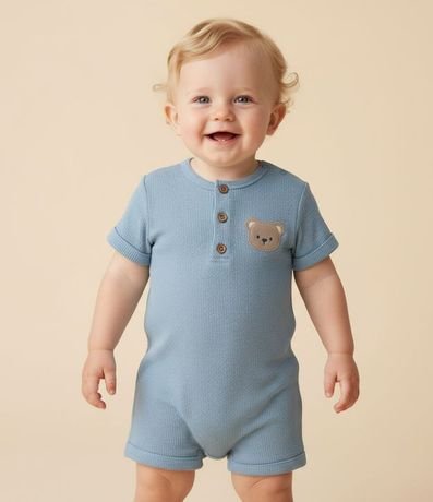 Enterito Infantil Waffle con Estampa de Osito – Talle 0 a 18 Meses