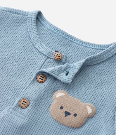 Enterito Infantil Waffle con Estampa de Osito – Talle 0 a 18 Meses 5