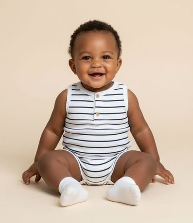 Enterito Infantil con Estampa de Rayas - Talle 0 a 18 Meses