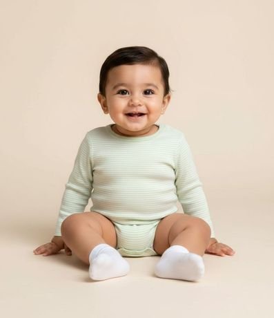 Body Infantil con Estampa de Raya Horizontales - Talle 0 a 18 Meses