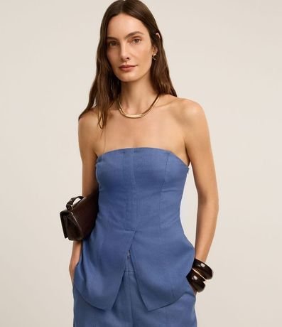 Blusa Corsetada Sastrería con Bajo V y Lastex