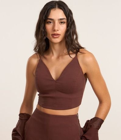 Blusa Cropped Corset en Bengalina con Escote V