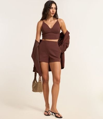 Blusa Cropped Corset en Bengalina con Escote V 2