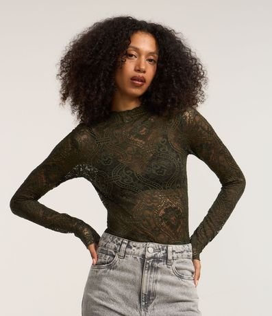 Blusa en Encaje Floral con Transparencia 1