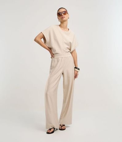 Blusa en Punto Roma con Rayas Risca de Griz y Pliegues 2