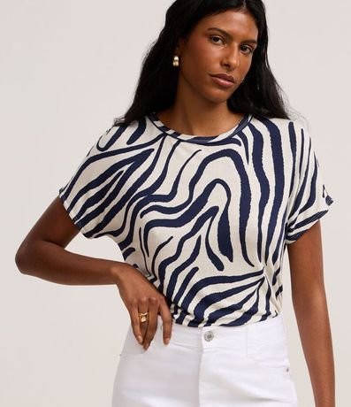 Blusa en Viscosa con Estampa Zebra y Cuello Redondo 2
