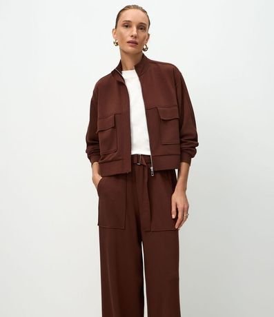 Pantalón Wide Cintural Alta en Modal con Bolsillos y Cinta de Lazo 2